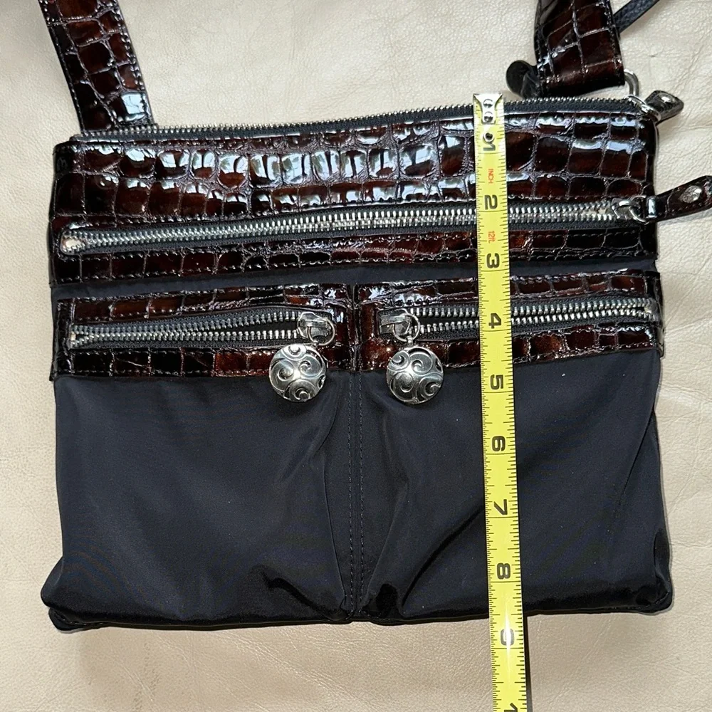 Brighton Black and Brown Crocodile leather nylon Crossbody with sunglasses case - Picture 15 of 15